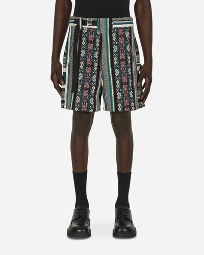 Sacai Geometric-jacquard Cotton Shorts In Multicolor