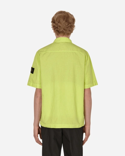 Shop Stone Island Tela Cotone Lino Fiammato-tc Garment Dyed Shortsleeve Jacket In Yellow