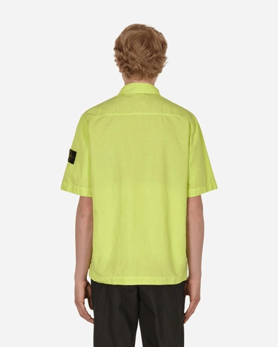 Stone Island Tela Cotone Lino Fiammato-tc Garment Dyed Shortsleeve Jacket In Yellow