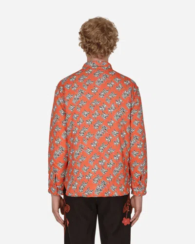 Erl Graphic-print Padded Cotton Overshirt In Pink
