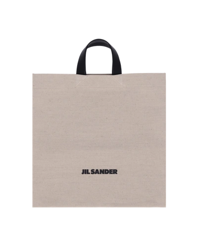 Shop Jil Sander Flat Shopper Bag In Beige