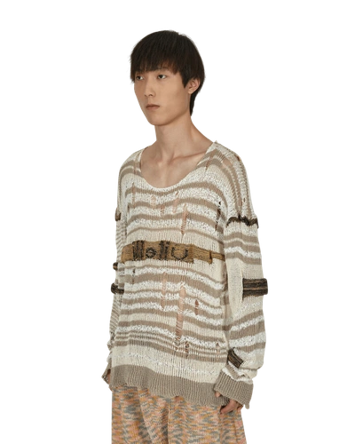 Vitelli Chaga Reverse Logo Stitch Sweater In Grey/white