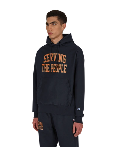 Shop Serving The People Collegiate Hooded Sweatshirt In Navy