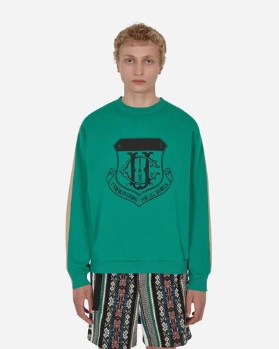 Shop Undercoverism Color-block Crewneck Sweatshirt In Green