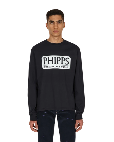 Shop Phipps Logo Graphic Longsleeve T-shirt In Navy Gd