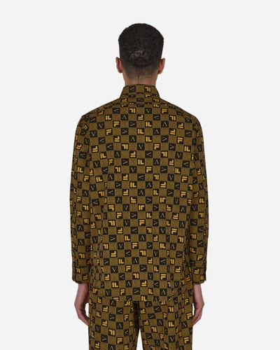 Aries Fila Logo Print Longsleeve Shirt In Black