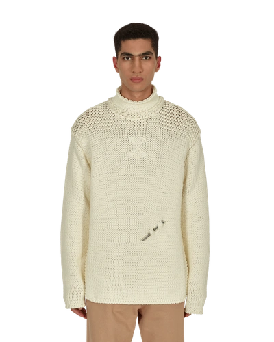 Shop Off-white Meteornail Knit Zip Mockneck Sweater In Tofu Tofu