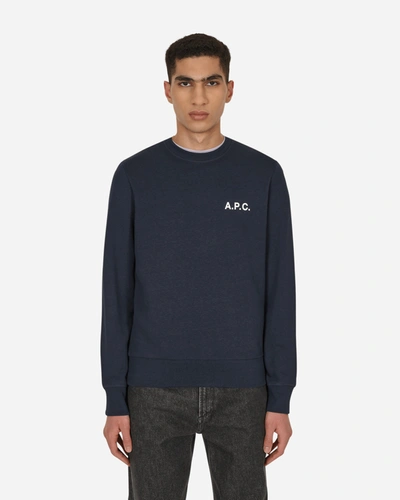 Shop Apc Arliss Crewneck Sweatshirt In Iak Dark Navy