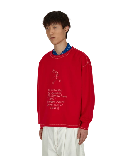 Shop Bode Bounder Doodle Crewneck Sweatshirt In Red