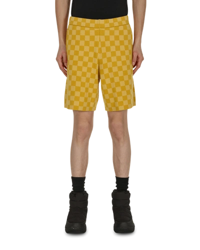 Shop Bode Duotone Checkerboard Shorts In Yellow