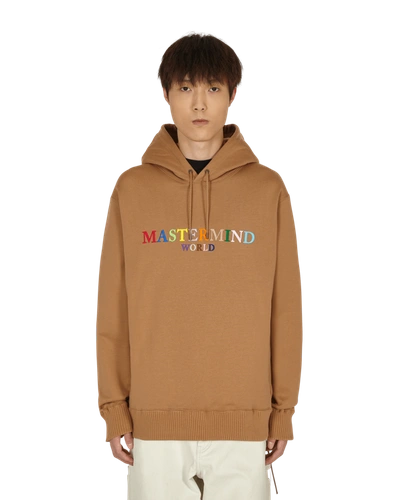 Shop Mastermind Japan Logo Hooded Sweatshirt In Camel