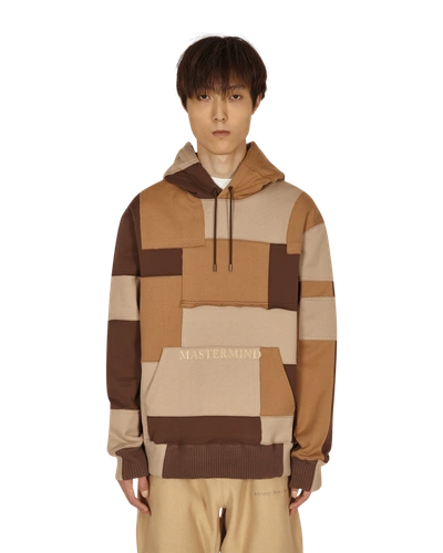Shop Mastermind Japan Patchwork Hooded Sweatshirt In Brown Base