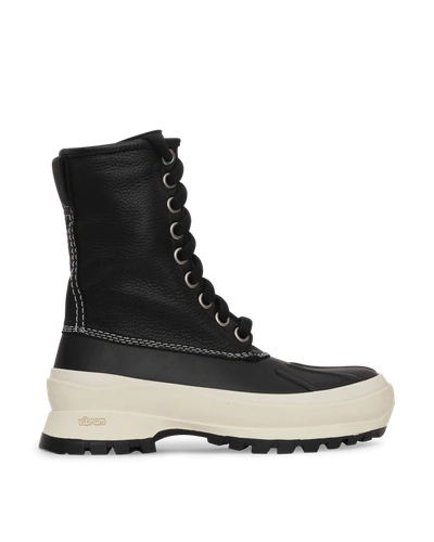 Jil Sander Black Lace-up Boots With Contrasting Sole In Black