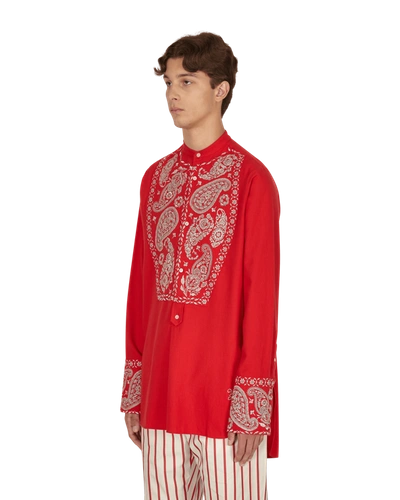 Shop Wales Bonner Menelik Embroidered Shirt In Red