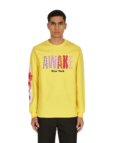 Shop Awake Ny Bloom Logo Longsleeve T-shirt In Yellow