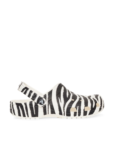 Shop Crocs Classic Animal Clogs In White/zebra Print