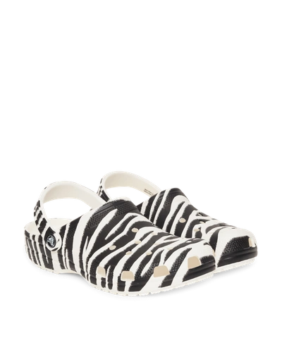 Shop Crocs Classic Animal Clogs In White/zebra Print