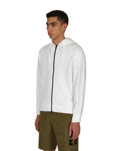 Shop Stone Island Inside Out Logo Hooded Zip-up Sweater In White