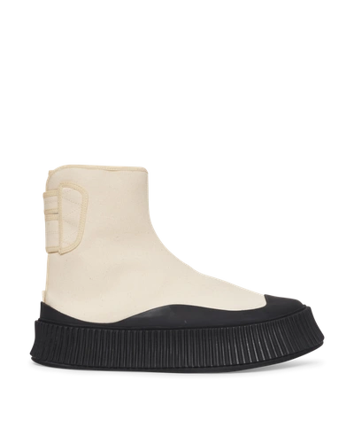 Shop Jil Sander Canvas High-top Sneakers In Light Beige