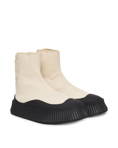 Shop Jil Sander Canvas High-top Sneakers In Light Beige