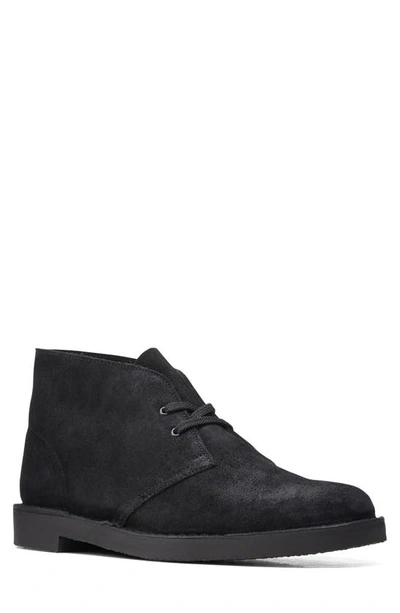 Shop Clarks Bushacre Suede Chukka Boot In Black Waxy Suede