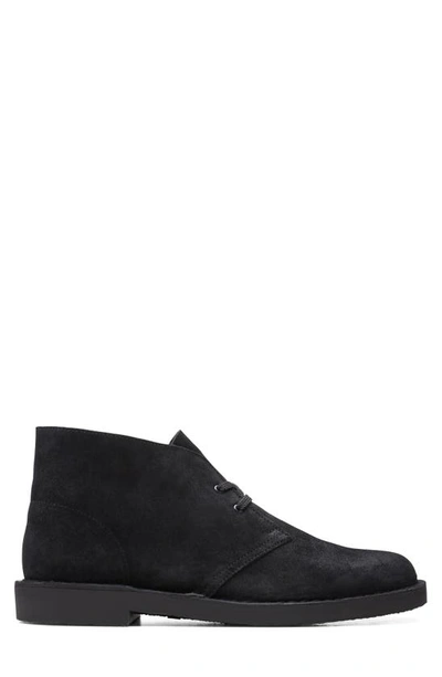 Shop Clarks Bushacre Suede Chukka Boot In Black Waxy Suede