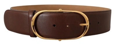 Shop Dolce & Gabbana Elegant Oval Buckle Leather Women's Belt In Brown