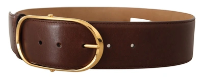 Shop Dolce & Gabbana Elegant Oval Buckle Leather Women's Belt In Brown
