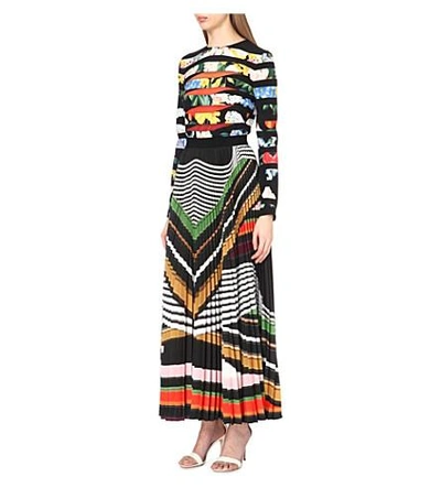 Shop Mary Katrantzou Pleated Full-length Skirt In Viola Stripe