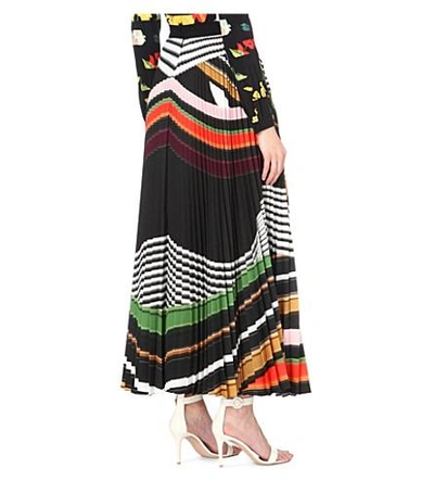 Shop Mary Katrantzou Pleated Full-length Skirt In Viola Stripe