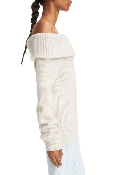 Shop Isabel Marant Baya Off The Shoulder Rib Wool & Cashmere Sweater In Beige