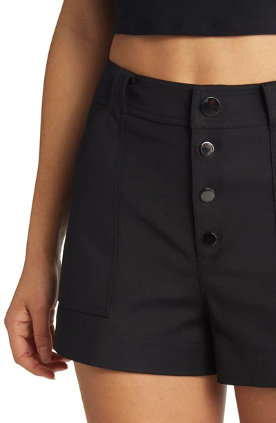 Shop Ramy Brook Roberta High Waist Cotton Blend Shorts In Black