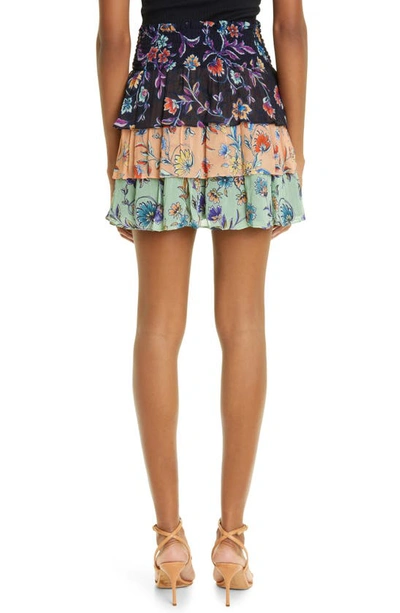 Shop Ramy Brook Sianna Print Tiered Miniskirt In Jardin Multi