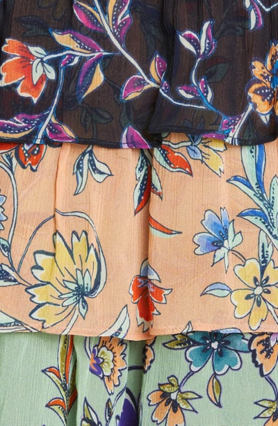 Shop Ramy Brook Sianna Print Tiered Miniskirt In Jardin Multi