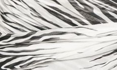 Shop Attico Fran Asymmetric Zebra Stripe Long Sleeve Tulle Minidress In White/ Black