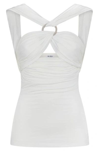 Shop Attico Ginnie Cutout Jersey Halter Top In White