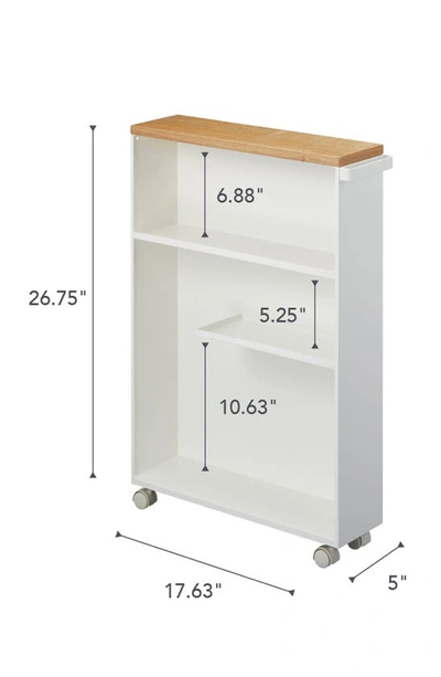 Yamazaki Tower Slim Rolling Bathroom Cabinet In White