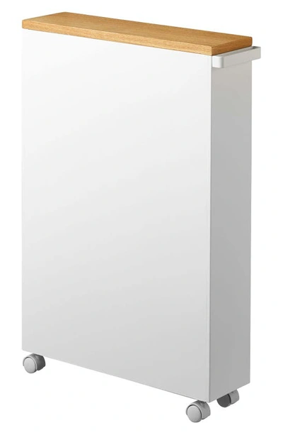 Yamazaki Tower Slim Rolling Bathroom Cabinet In White