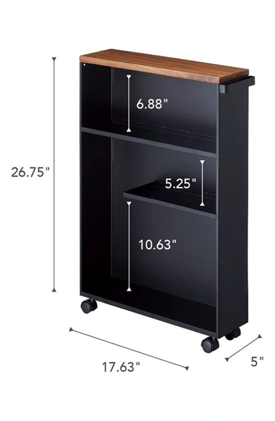 Yamazaki Tower Slim Rolling Bathroom Cabinet In Black