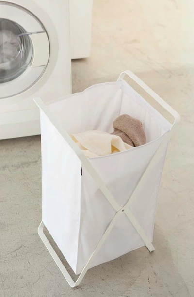 Yamazaki Tower Laundry Hamper In White