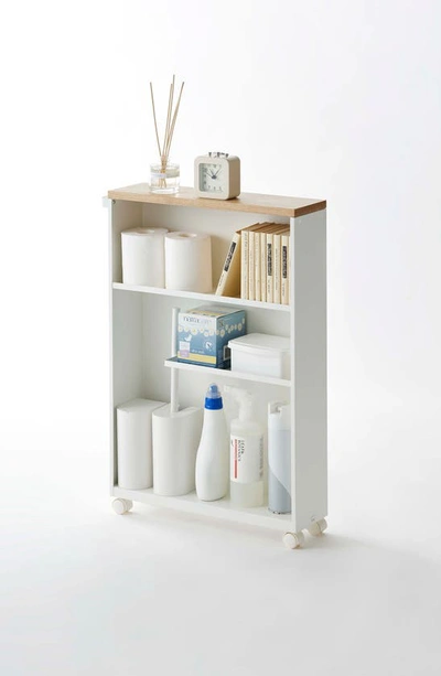 Yamazaki Tower Slim Rolling Bathroom Cabinet In White