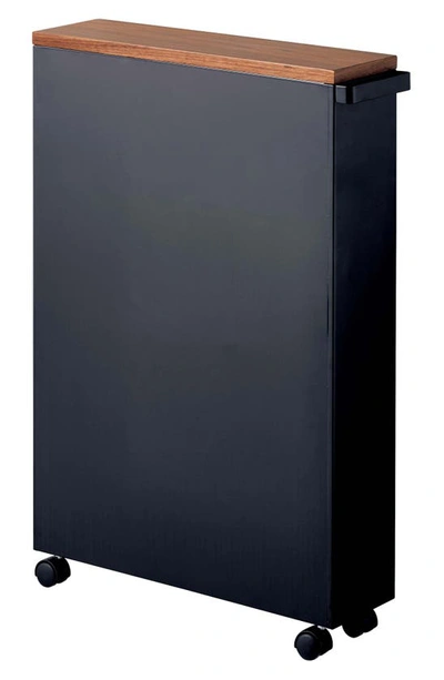 Yamazaki Tower Slim Rolling Bathroom Cabinet In Black