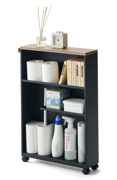 Yamazaki Tower Slim Rolling Bathroom Cabinet In Black