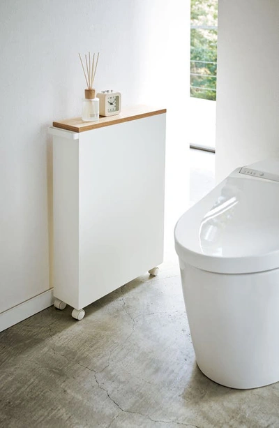 Yamazaki Tower Slim Rolling Bathroom Cabinet In White