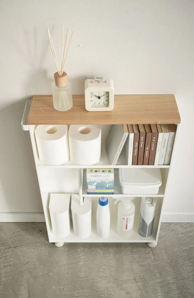 Yamazaki Tower Slim Rolling Bathroom Cabinet In White