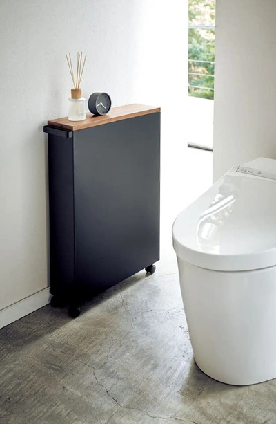 Yamazaki Tower Slim Rolling Bathroom Cabinet In Black