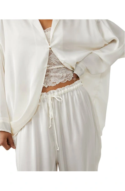 Free People Dreamy Days Wide Leg Pajamas Set In Ivory