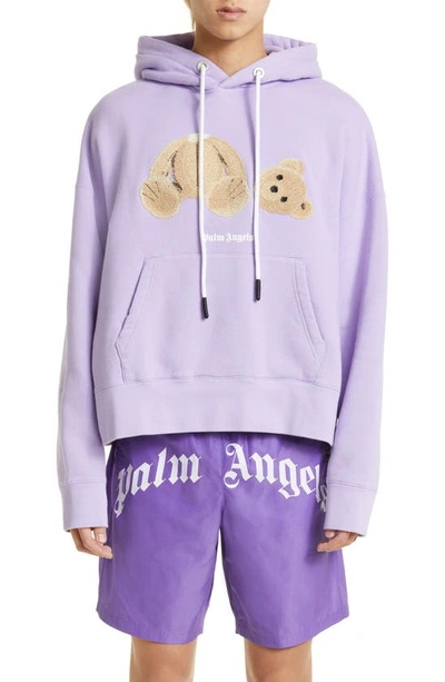 Palm Angels Teddy Bear-print Hoodie In Purple | ModeSens