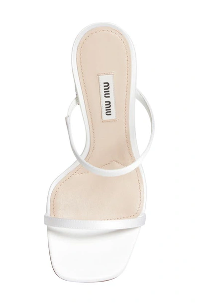 Miu Miu Forma Raso Glitter Slide Sandals In Bianco/ Argento