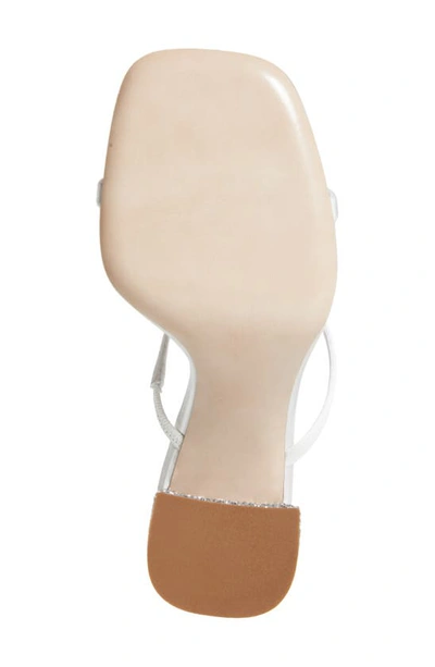 Miu Miu Forma Raso Glitter Slide Sandals In Bianco/ Argento